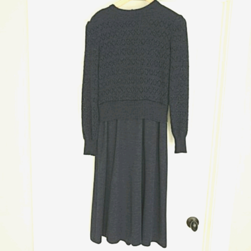 Vintage fully lined wool blue dress